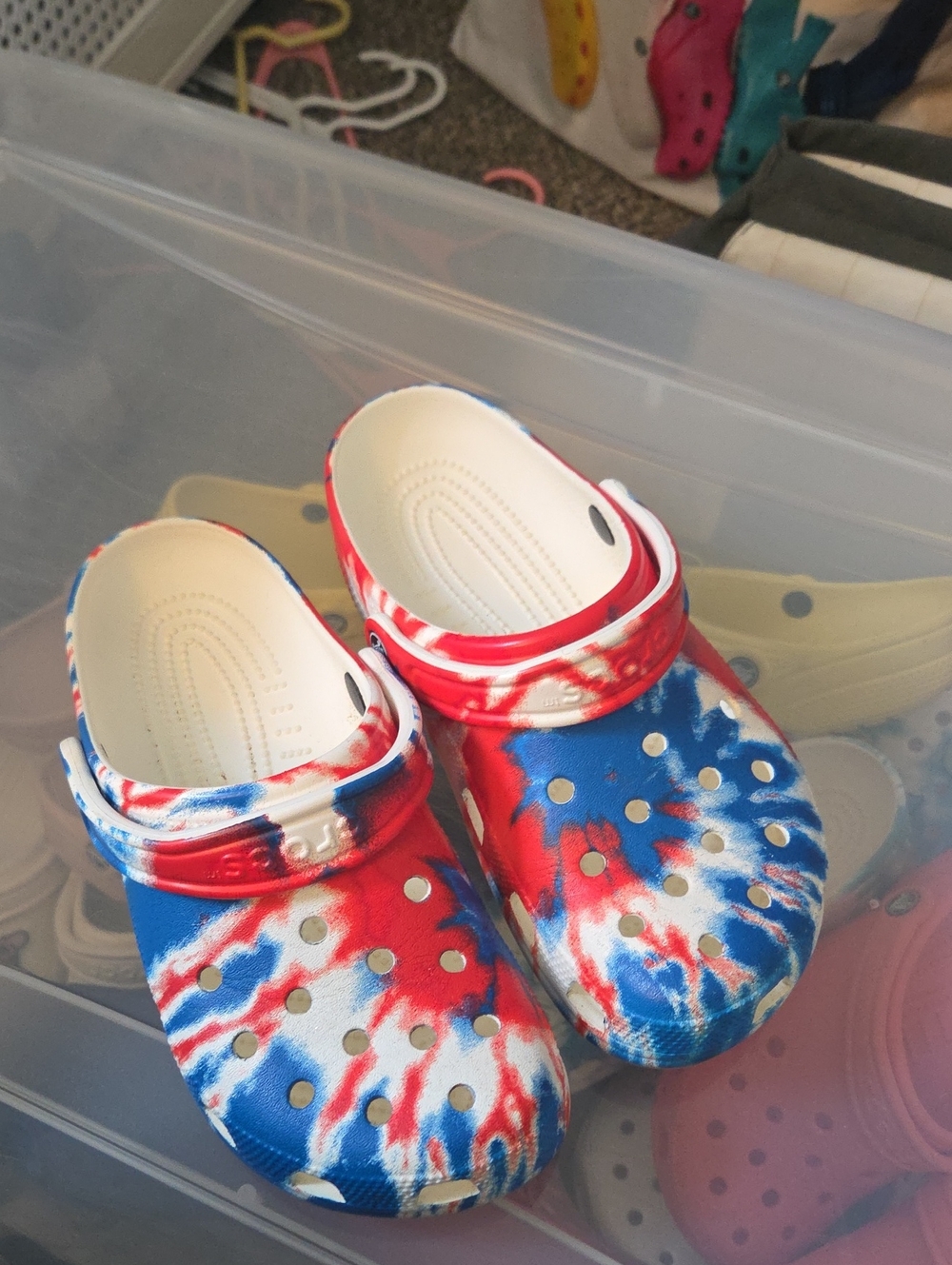 Kids Tie-Dye Slip-On Clogs - Red White Blue